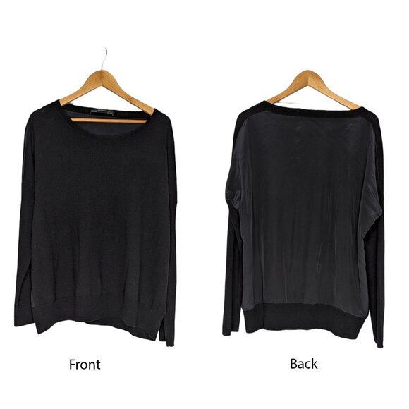 All Saints Black Maher Jumper Sweater Wool Cashmere Silk Size Large - Picture 2 of 4